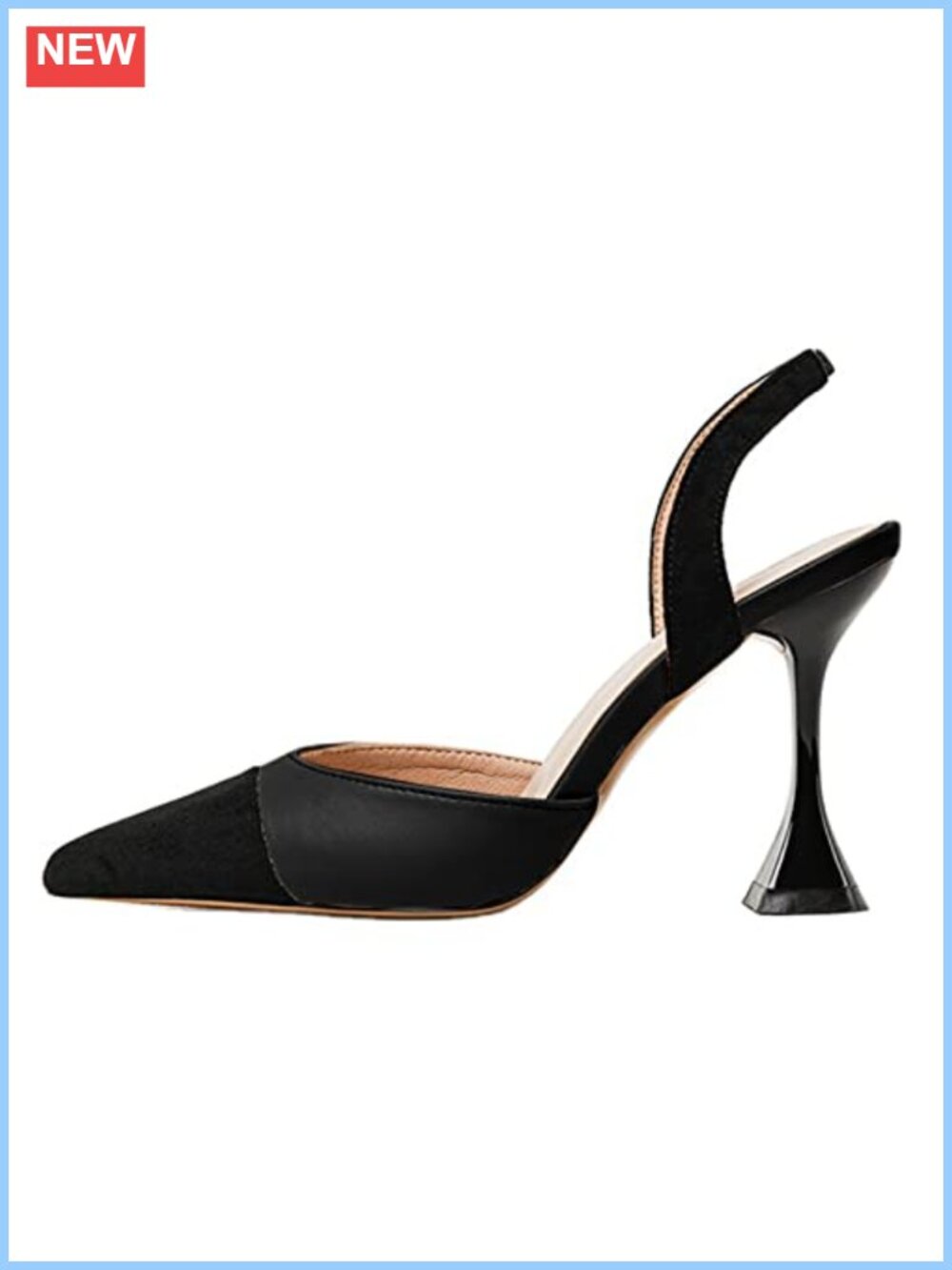 Pointed Toe Slingback Stiletto Pumps Faux Suede Slip On Dress Party Shoes